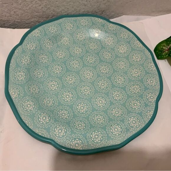 Pioneer Woman Teal Hyacinth dinner plate 10 3/4” G15 - Picture 2 of 6